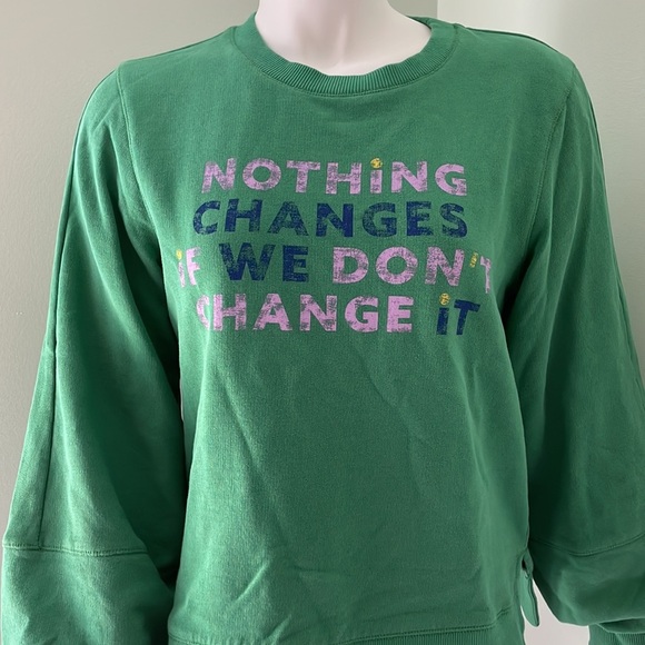 ANTHROPOLOGIE Maeve Green If We Don't Change It Graphic Sweatshirt - Picture 6 of 10